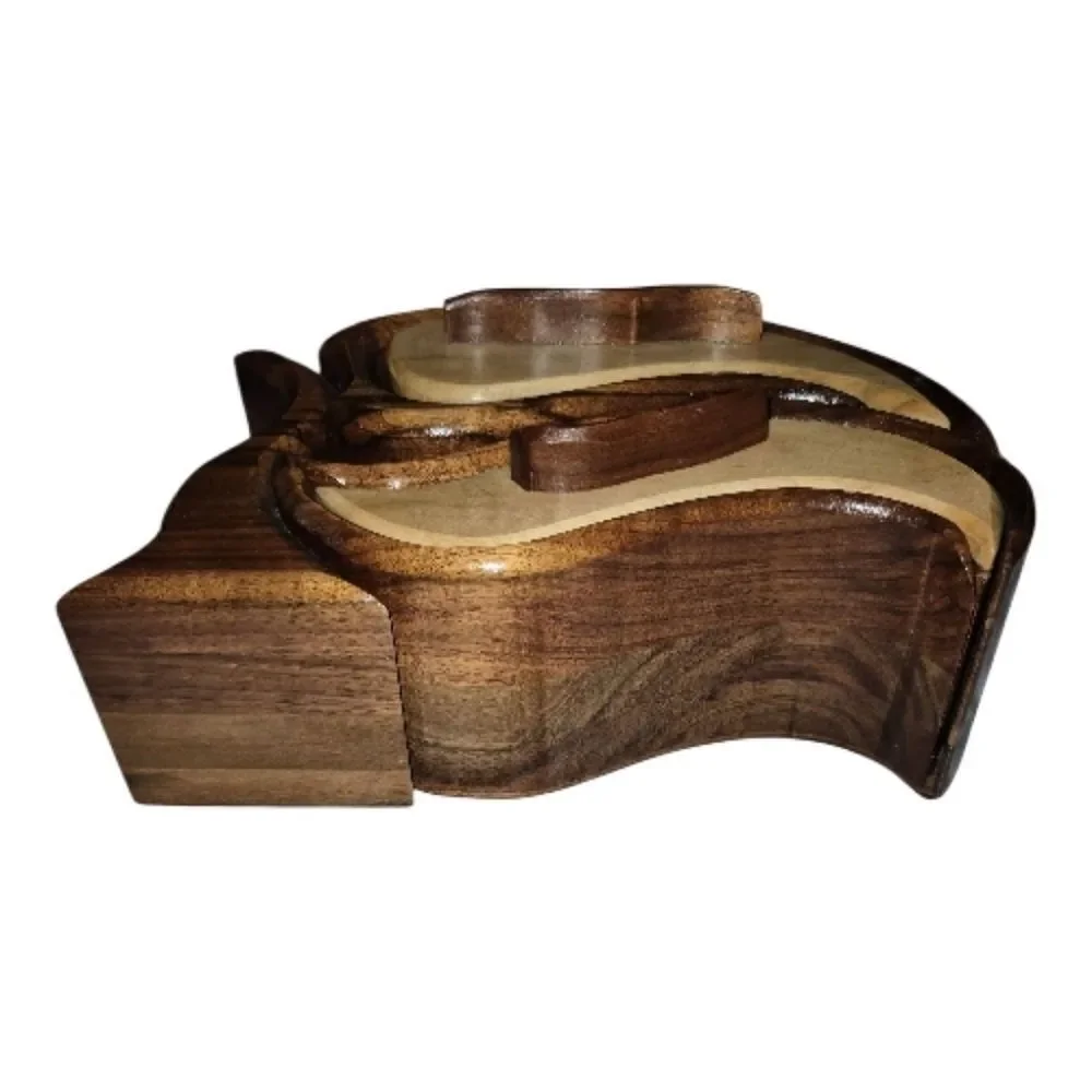 Handcrafted Walnut & Birch Two Tone Wooden Bandsaw Keepsake Jewelry Box